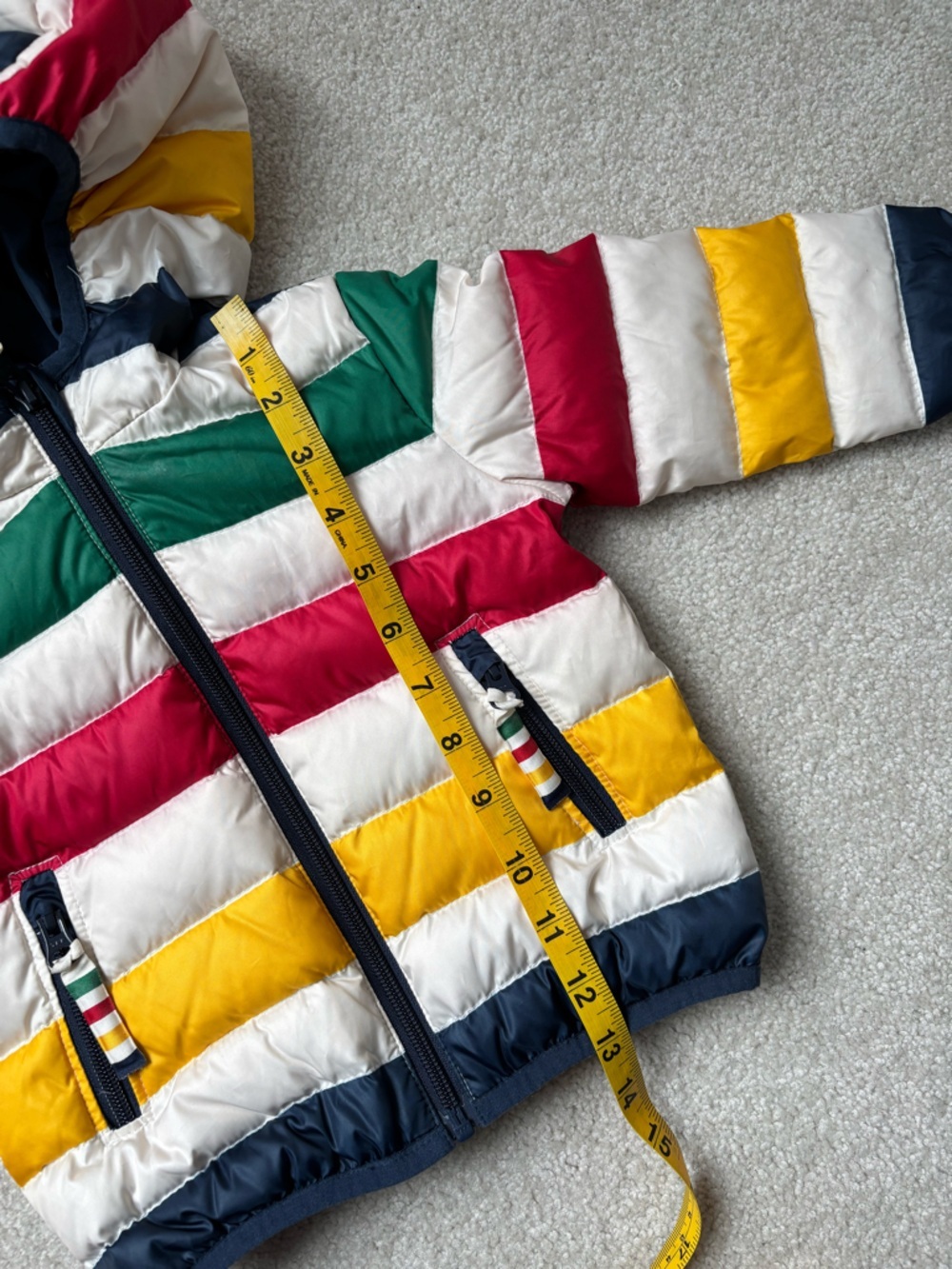 Hudson’s Bay Style Striped Toddler Puffer Jacket 12-24M Multicolor Hooded coat - Picture 12 of 12